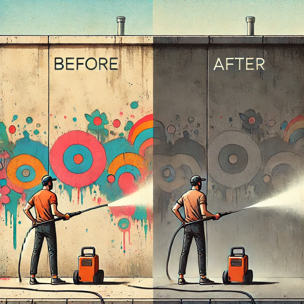 Before and After Cleaning Graffiti